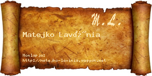 Matejko Lavínia névjegykártya
